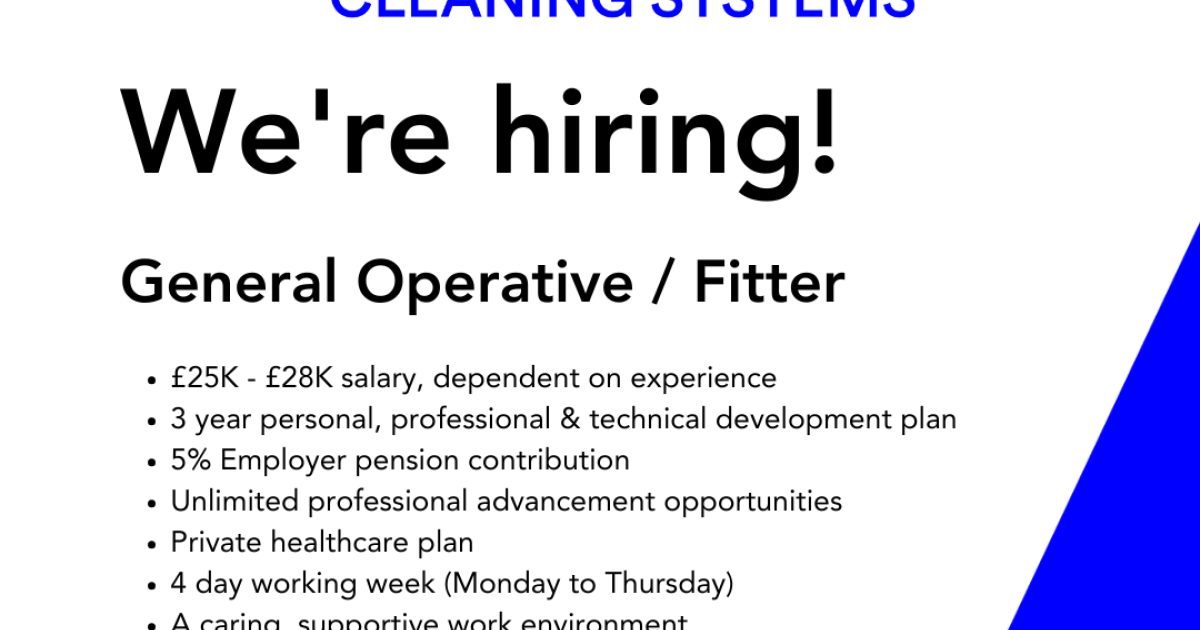 We're Hiring - General Operative / Fitter
